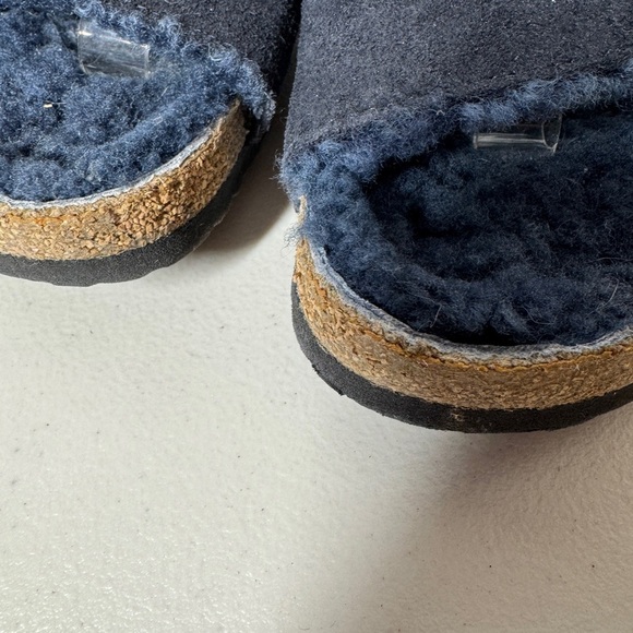 Birkenstock Arizona Shearling Sandals Navy Blue Suede Women’s 39 Fuzzy Cozy - Picture 8 of 16